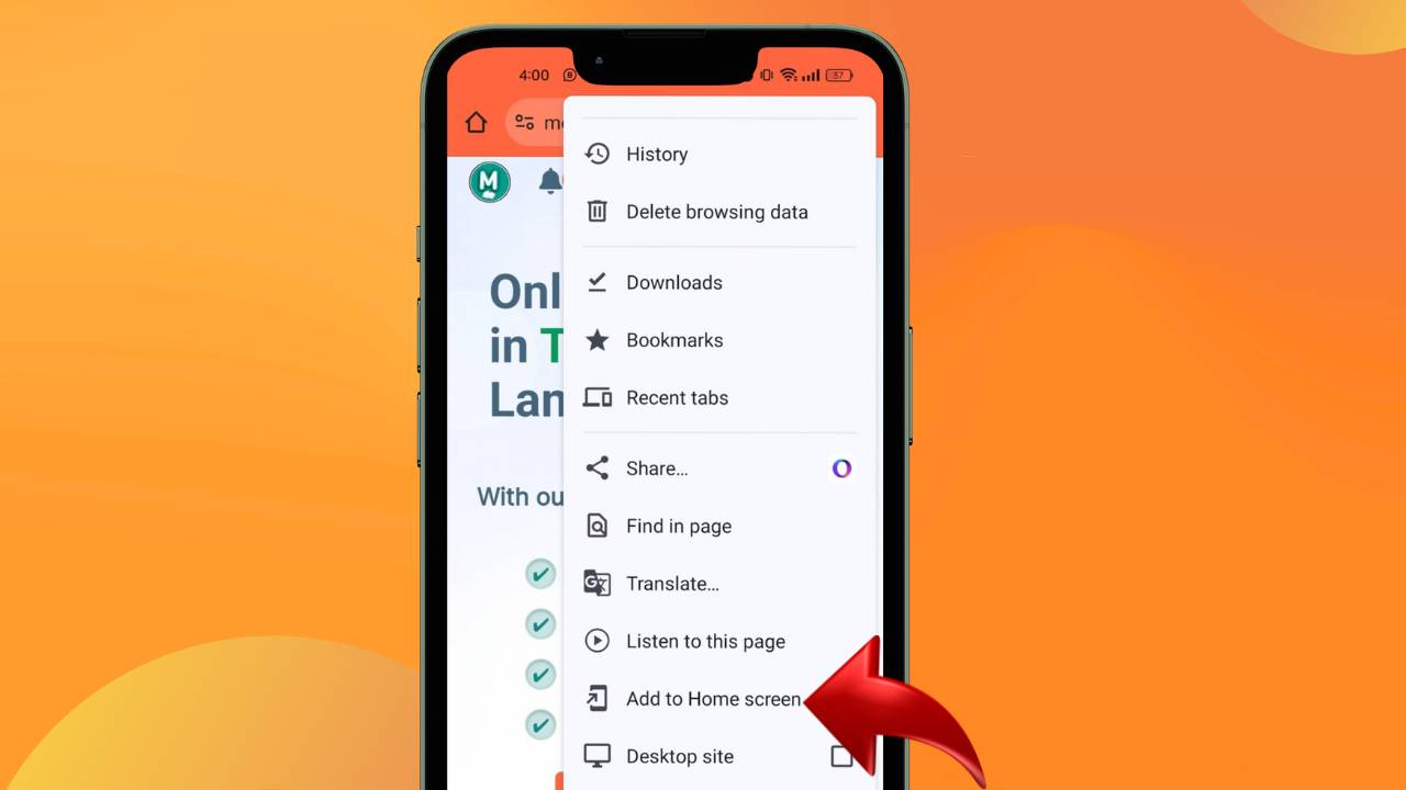 Add to home screen